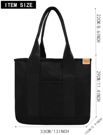 Canvas Tote Bag Casual Multi Pockets Handbags Large Capacity Shopping Shoulder Bag With Pocket Bags Work Purses