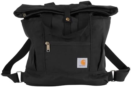 Carhartt Convertible Backpack Tote Bag Durable with Adjustable Backpack Straps and Laptop Sleeve Convertible Backpack Tote (Black)