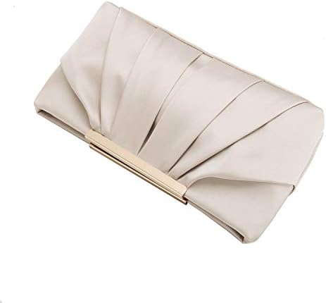 CHARMING TAILOR Clutch Evening Bag Elegant Pleated Satin Formal Handbag Simple Classy Purse For Women