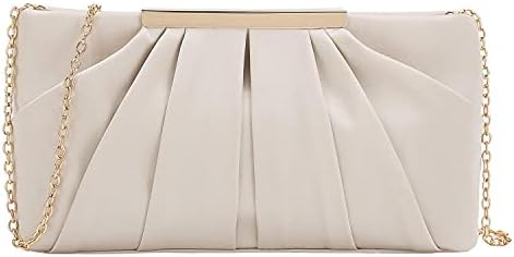 CHARMING TAILOR Clutch Evening Bag Elegant Pleated Satin Formal Handbag Simple Classy Purse For Women