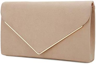 CHARMING TAILOR Faux Suede Clutch Bag Elegant Metal Binding Evening Purse For Wedding/Prom/Black-Tie Events