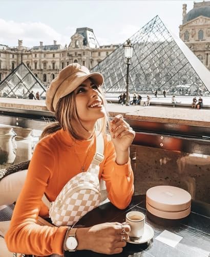 Checkered Sling Bag For Women Small Backpack Crossbody Chest Bag Fanny Packs Purses