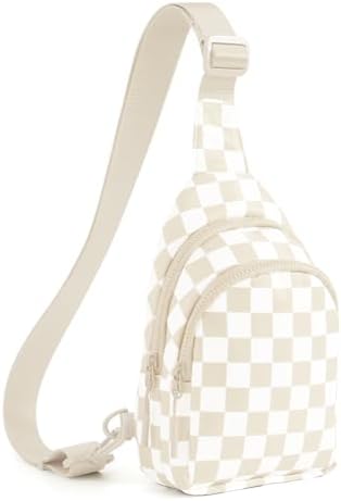 Checkered Sling Bag for Women Small Backpack Crossbody Chest Bag Fanny Packs Purses