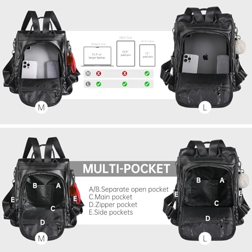 CHERUTY Women Backpack Purse PU Leather Anti-theft Casual Shoulder Bag Fashion Ladies Satchel Bags