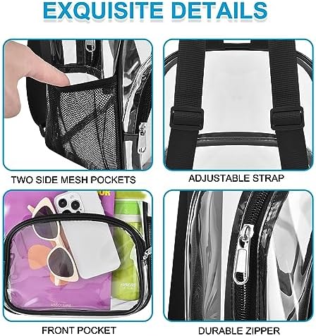 Clear Backpack For Stadium Events Clear Backpack 12x12x6 With Front Pocket For Concert Sport Fashion Women Backpack Events Work Travel