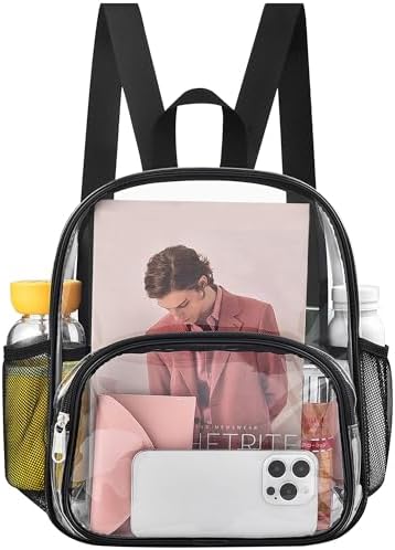 Clear Backpack for Stadium Events Clear Backpack 12x12x6 with Front Pocket for Concert Sport Fashion Women Backpack Events Work Travel
