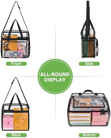 Clear Bag For Stadium Events—Clear Bag Tote Bag With Adjustable Straps For Work Travel Concerts-Big Front Pocket