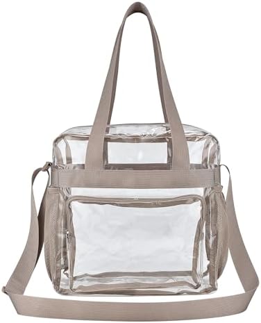 Clear Bag for Stadium Events—Clear Bag Tote Bag with Adjustable Straps for Work Travel Concerts-Big Front Pocket