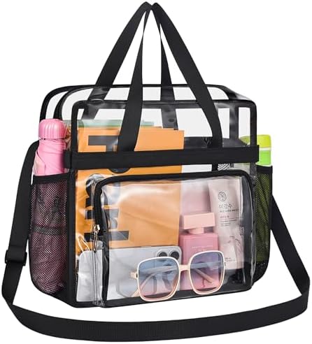 Clear Bag for Stadium Events—Clear Bag Tote Bag with Adjustable Straps for Work Travel Concerts-Big Front Pocket