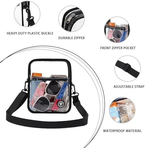 Clear Bag For Stadium Events Women's Clear Purse Crossbody Bag Stadium Approved With Front Pocket Perfect For Concerts
