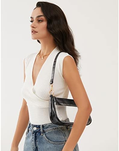 Clear Shoulder Handbag PVC Classic 90s Purse Women Vegan Leather Crocodile Crossbody Bag