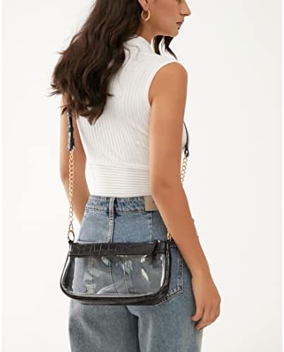 Clear Shoulder Handbag PVC Classic 90s Purse Women Vegan Leather Crocodile Crossbody Bag