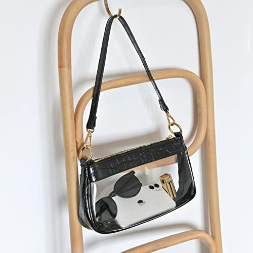 Clear Shoulder Handbag PVC Classic 90s Purse Women Vegan Leather Crocodile Crossbody Bag