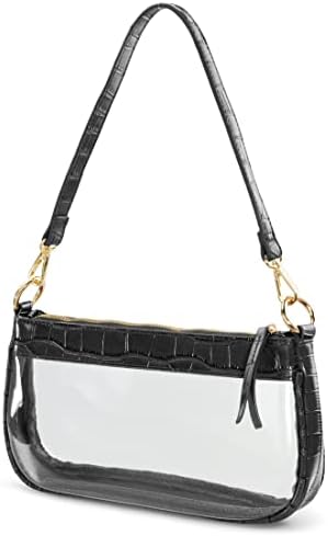 Clear Shoulder Handbag PVC Classic 90s Purse Women Vegan Leather Crocodile Crossbody Bag