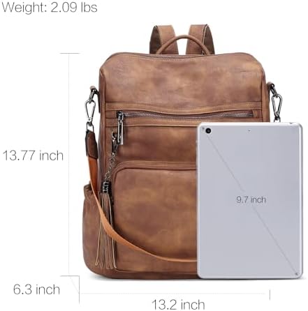 CLUCI Backpack Purse For Women Travel Backpack Leather Large Women Backpack Fashion Designer Lady Shoulder Bags With Tassel Two-toned Brown