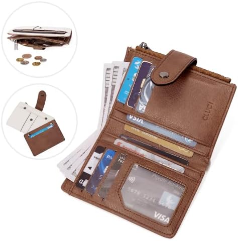 CLUCI Small Wallet For Women Leather Slim Womens Wallet Bifold Multi Card Holder Organizer Designer With Removable ID Window