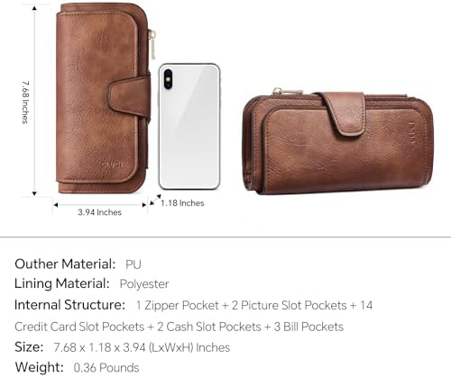 CLUCI Wallet For Women PU Leather RFID Blocking Womens Wallet Bifold Card Holder Ladies Clutch With ID Window