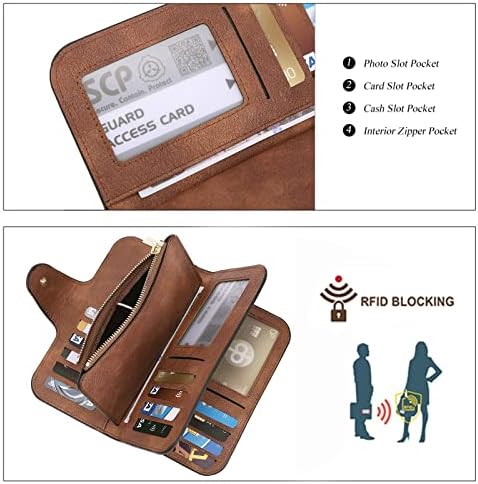 CLUCI Wallet For Women PU Leather RFID Blocking Womens Wallet Bifold Card Holder Ladies Clutch With ID Window