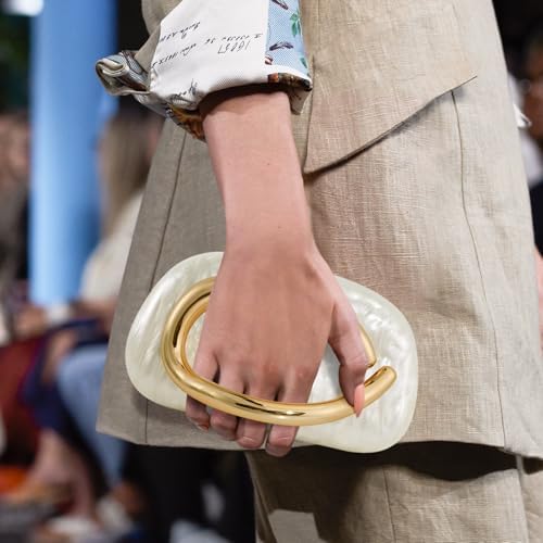 Clutch Purses For Women Formal PU Leather/Marble Acrylic Evening Bags With Chain Trendy Metal Handle Purses 2025