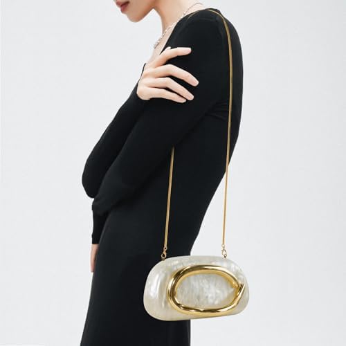 Clutch Purses For Women Formal PU Leather/Marble Acrylic Evening Bags With Chain Trendy Metal Handle Purses 2025