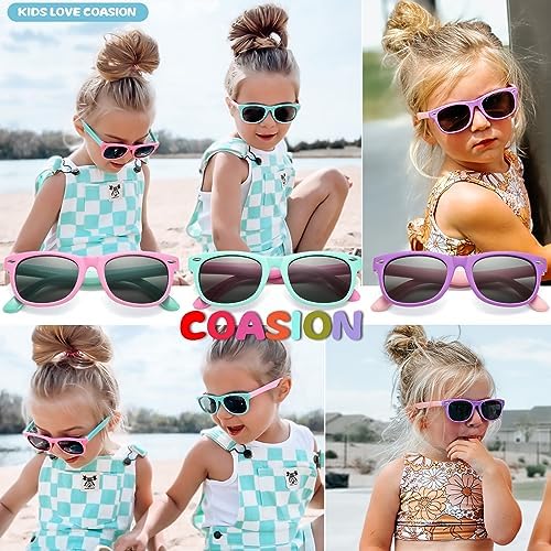 COASION Kids Polarized Sunglasses TPEE Rubber Flexible Shades For Girls Boys Age 3-9