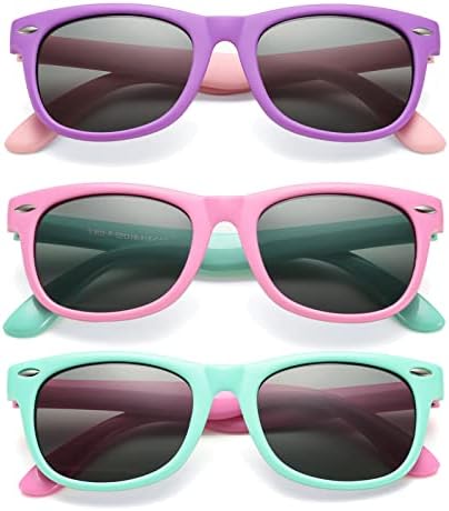 COASION Kids Polarized Sunglasses TPEE Rubber Flexible Shades for Girls Boys Age 3-9