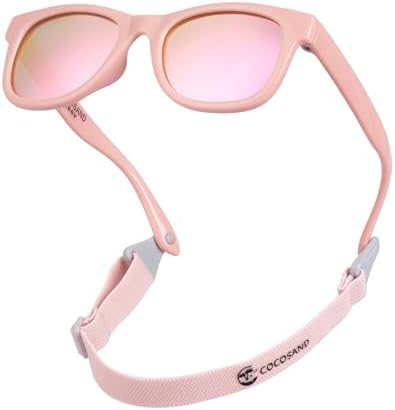 COCOSAND Flexible Polarized Baby Sunglasses with Strap UV Protection for Toddler Infant Girl Boy Age 0-24 Months