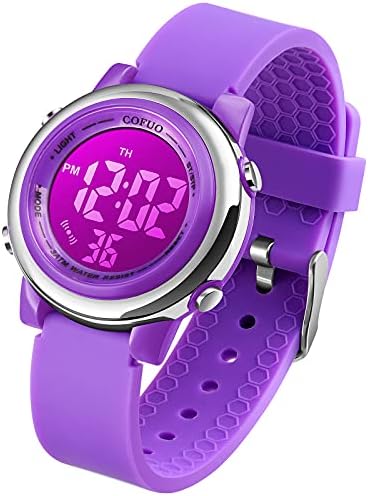 cofuo Kids Digital Sport Waterproof Watch for Girls Boys Kid Sports Outdoor LED Electrical Watches with Luminous Alarm Stopwatch Child Wristwatch