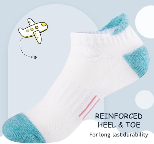 Comfoex Girls Socks Ankle Athletic Socks For Kids 4-6 6-8 8-10 Years Old Short Socks With Cushioned Sole 8 Pairs