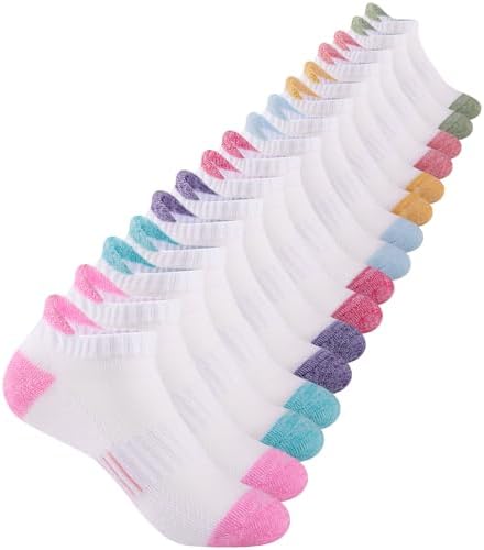 Comfoex Girls Socks Ankle Athletic Socks For Kids 4-6 6-8 8-10 Years Old Short Socks With Cushioned Sole 8 Pairs