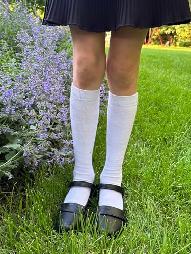 COTTON DAY 3 Pack Kids Girls Unisex Soft Knee High School Uniform Dress Socks Seamless Toe Black White Navy Blue Burgundy