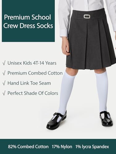 COTTON DAY 3 Pack Kids Girls Unisex Soft Knee High School Uniform Dress Socks Seamless Toe Black White Navy Blue Burgundy