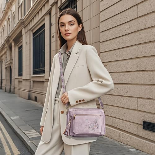 Crossbody Bags For Women Trendy Leather Crossbody Purse Shoulder Handbags Butterfly Design