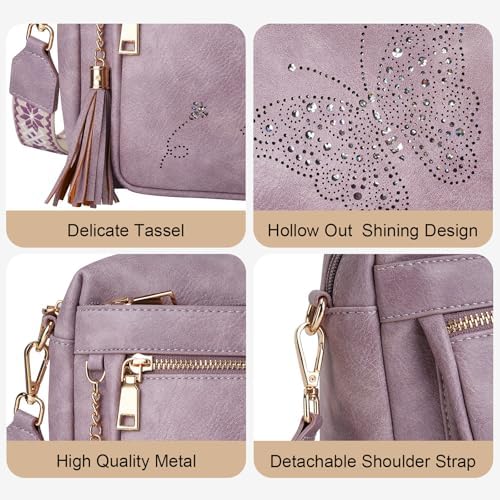 Crossbody Bags For Women Trendy Leather Crossbody Purse Shoulder Handbags Butterfly Design