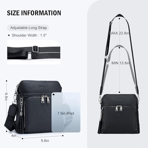 Crossbody Purse For Women Vegan Leather Medium Crossbody Wallet Bag For Travel Women Shoulder Handbags With Tassel