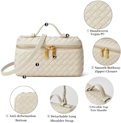 DAILANDO Small Top Handle Box Purse Designer Handwoven Mini Tote And Crossbody Bag With Long Detachable Shoulder Strap