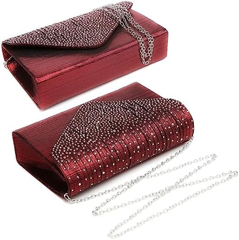 Dasein Ladies Frosted Satin Evening Clutch Purse Bag Crossbody Handbags Party Prom Wedding Envelope