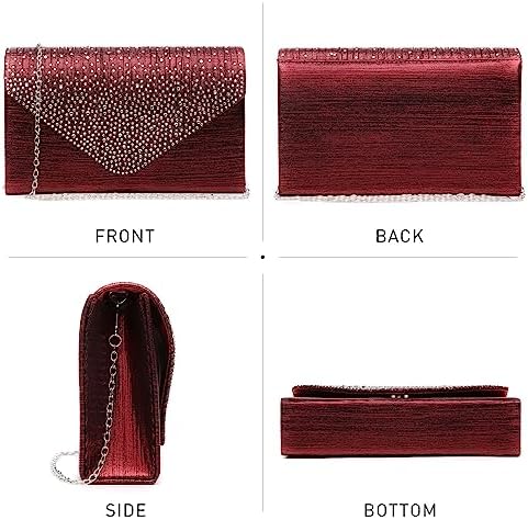 Dasein Ladies Frosted Satin Evening Clutch Purse Bag Crossbody Handbags Party Prom Wedding Envelope