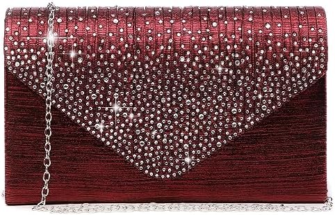 Dasein Ladies Frosted Satin Evening Clutch Purse Bag Crossbody Handbags Party Prom Wedding Envelope
