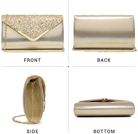 Dasein Women Evening Bags Formal Clutch Purses For Wedding Party Prom Handbags With Shoulder Strap And Glitter Flap