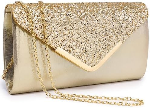 Dasein Women Evening Bags Formal Clutch Purses for Wedding Party Prom Handbags with Shoulder Strap and Glitter Flap
