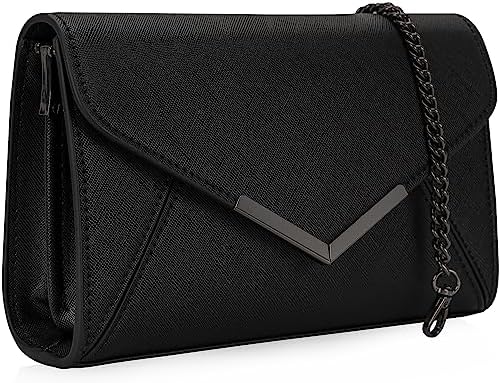 DEXMAY Women Envelope Clutch Faux Saffiano Leather Evening Handbag Foldover Clutch Bag Formal Dressy Purse