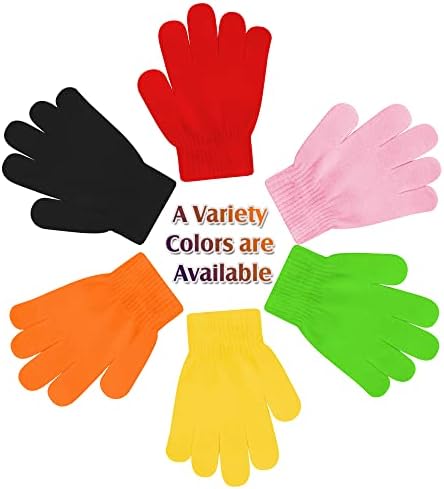 DOOVID Kids Knit Gloves Full Fingers Winter Gloves For Little Boys Girls Stretchy Warm Magic Gloves Age 5-11