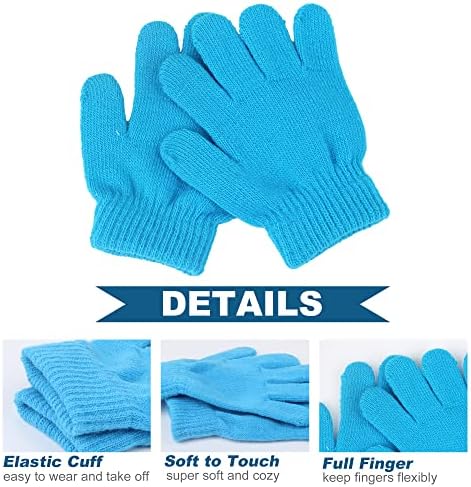 DOOVID Kids Knit Gloves Full Fingers Winter Gloves For Little Boys Girls Stretchy Warm Magic Gloves Age 5-11
