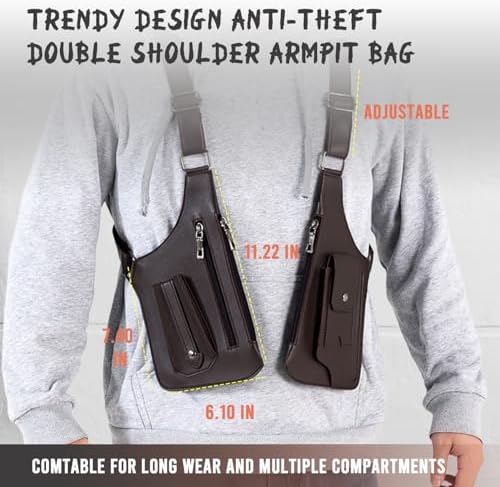 Double Shoulder Armpit Bag 2025 New Men Anti-Theft Underarm Wallet Pocket Holster Phone Leisure Double Shoulder Pouch