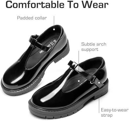 DREAM PAIRS Girls Mary Jane Dress Shoes Chunky Platform School Uniform Shoes T-Strap Oxfords Loafers Star Flats