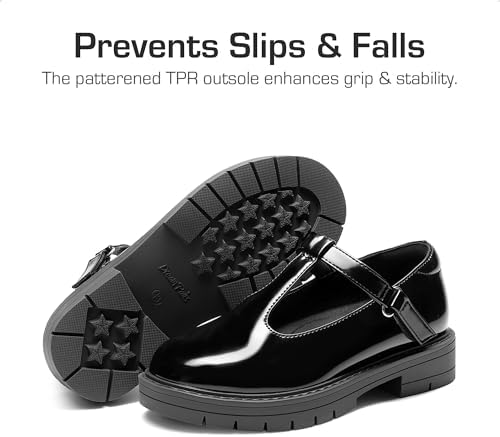DREAM PAIRS Girls Mary Jane Dress Shoes Chunky Platform School Uniform Shoes T-Strap Oxfords Loafers Star Flats