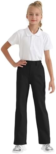 Dreammonkey Girls Flare Dress Pants Kids Bootcut School Uniform Slacks With Half Elastic Waist Size 6-15 Years