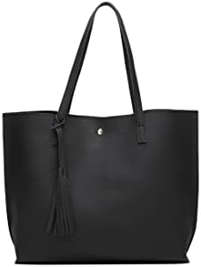 Dreubea Women's Soft Faux Leather Tote Shoulder Bag from Big Capacity Tassel Handbag