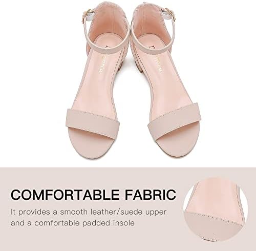 Dufannie Girls Sandals Low Heels Dress Pump Ankle Strap Open Toe Flower Girl Wedding Party For Toddler Little Big Kid